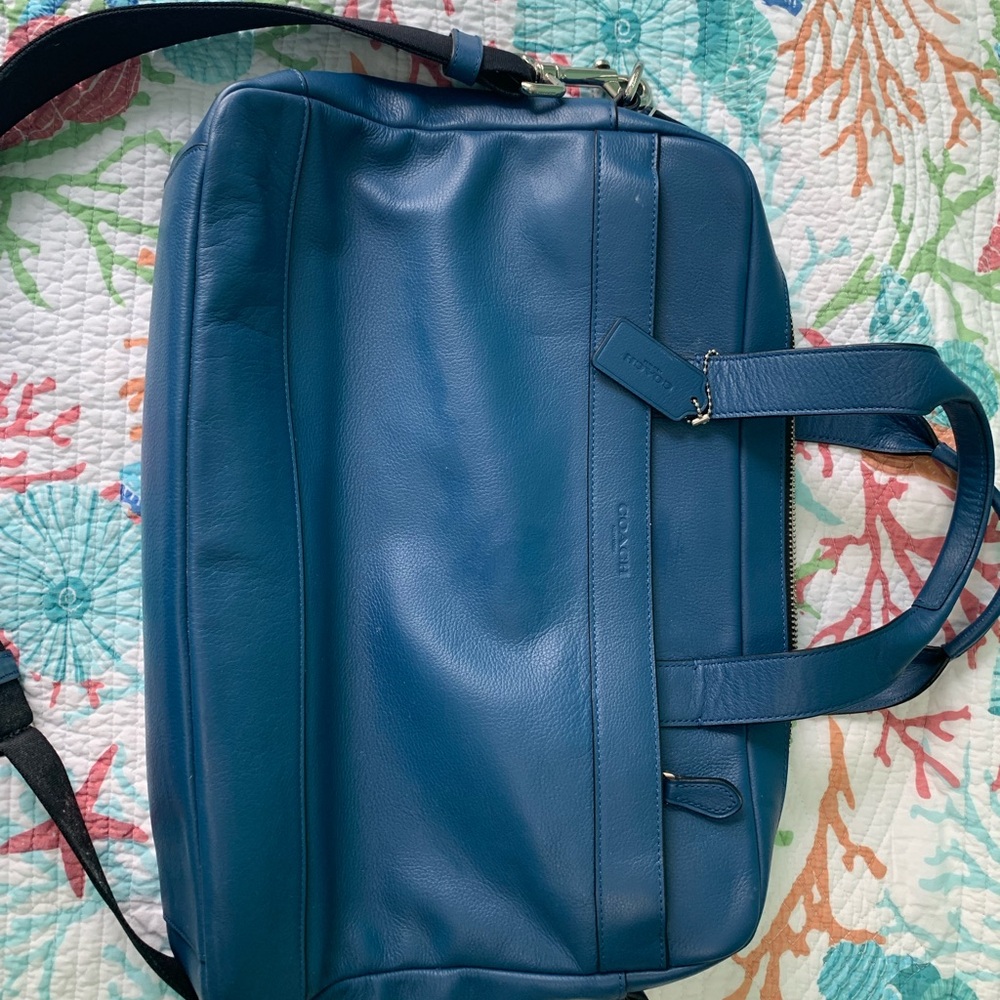 Blue Leather Coach Briefcase / Laptop Bag